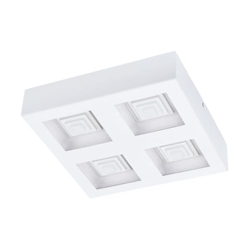 EGLO Ferreros LED Ceiling Light, 4-Bulb Ceiling Light, Living Room Lamp, Kitchen Lamp Made of Steel and Plastic, Hallway Lamp Ceiling in White