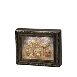 "Konstsmide 4358-000 LED Snow Globe Picture Frame ""Nativity Scene"" ,2 Warm White Diodes, Brown, 19.5 cm*4.0 cm*24.5 cm"