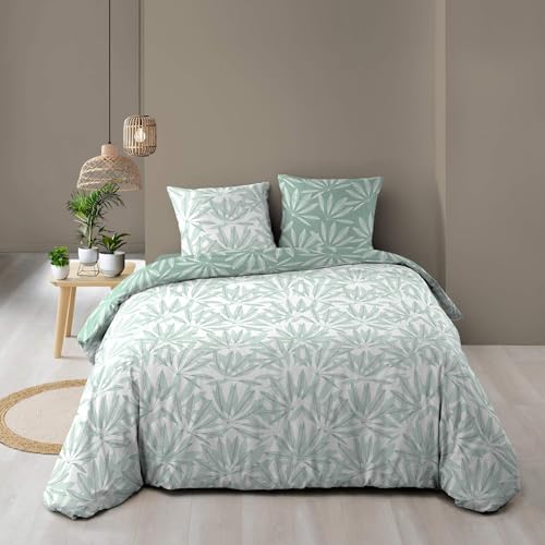 Douceur d'Intérieur, Malia Sage 3-Piece Bedding Set (240 x 220 cm) 100% Cotton