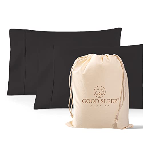 1000 TC Black King Pillowcases Set of 2 100% Egyptian Cotton Pillow Cases with Long Staple Cotton & Sateen Weave, Silky Soft Hotel - Like Bed Pillow Covers for Comfy Sleeping, Snug Fit
