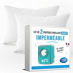 SWEET NIGHT Night - Set of 2 Pillow Protectors 60 x 60 cm - Set of 2 - Waterproof and Micro Breathable - Soft and Quiet - Washable at 90°C - Zip Closure
