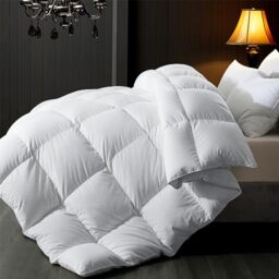 ELNIDO QUEEN® Feather Comforter Queen Size, Filled with Feather and Downfiber, All Season White Luxury Hotel Fluffy Bed Comforter, Ultra Soft 100% Cotton Duvet Insert, 90x90 Inch