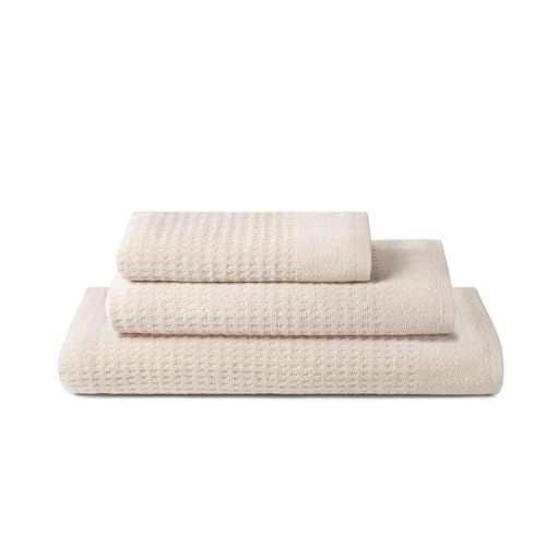 SWEET HOME – 6 Bath Towels with Shower and Beach Towel, Face and Bidet in 100% OEKO TEX Certified Cotton Terry – Set of 2 Large Towels 70 x 140 cm, 2 Face 50 x 100 cm and 2 Guest 40 x 50 cm, Soft and
