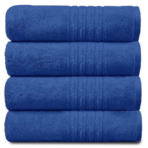 GC GAVENO CAVAILIA 4 PK Extra Large Bath Sheet, Water Absorbent Cotton Towels, 450 GSM Quick Dry Towels Set, Blue