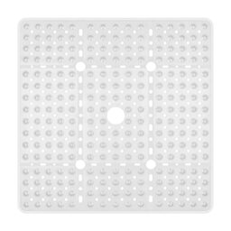 Reetual XL Shower Mat Non Slip - 27x27 Bath Mat for Shower Stall or Large Bathtub Mat with 240 Powerful Suction Cups and Drain Holes. Black Shower Mats for Bathroom