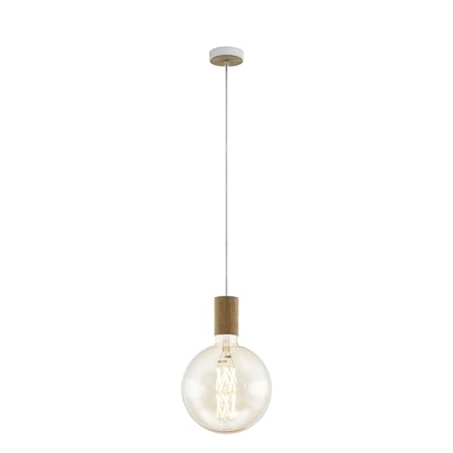 EGLO Pendant Lamp Tavistock, Dining Table Light, Steel, Wood in Cream, Oak