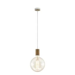 EGLO Pendant Lamp Tavistock, Dining Table Light, Steel, Wood in Cream, Oak
