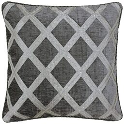 "Riva Paoletti Hermes Cushion Cover - Graphite Grey - Chenille Fabric - Reversible Geometric Diamond Design - Soutache Braid Edges - 100% Polyester - 45 x 45cm (18"" x 18"" inches) - Designed in the UK"
