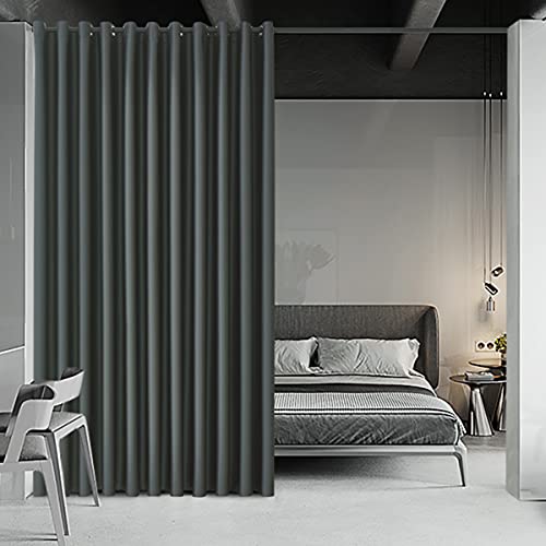 bluCOASTLINE Room Divider Curtain Dark Grey - Room Divider Privacy Screen for Living Room/Home Cinema/Conference Room, Extra Wide Blackout Curtains Background, 4.6 m Wide x 2.4 m High, 1 Panel