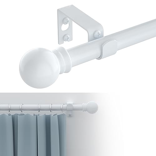 GXOACKJ White Curtain Rods for windows 32 to 48 inch, 5/8 inch Decorative Curtain Rod Set, Splicing Heavy Duty Metal Curtain Rod with Brackets