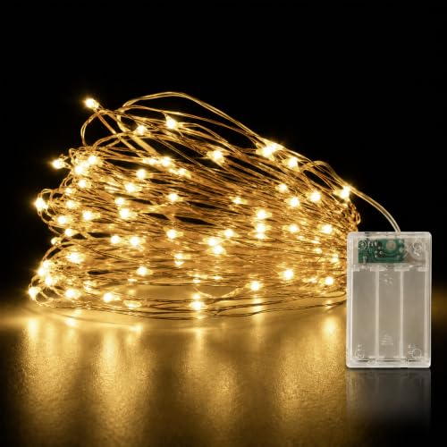 HomlyPro LED Fairy Lights 5M 50 LEDs - Warm White Battery Operated String Lights, Bendable and Waterproof Copper Wire for Garden, Party, Wedding, Home, and Christmas Decorations