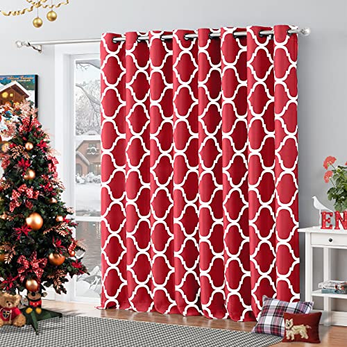 Melodieux Moroccan Fashion Room Darkening Blackout Grommet Top Curtains, 100 by 96 Inch, Red (1 Panel)
