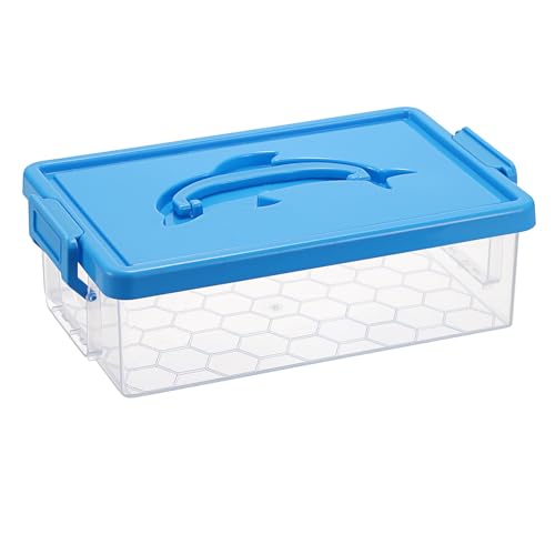BTSKY Clear Plastic Storage Box with Lid & Dolphin Handle