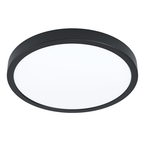 EGLO Fueva 5 LED Ceiling Light, Diameter 28.5 cm, 1-Bulb Surface-Mounted Light Made of Steel and a Plastic Light Surface, Ceiling Light in Black, White, LED Surface Light, Warm White