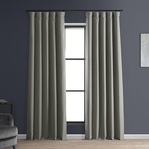 HPD Half Price Drapes Solid Thermal Insulated Blackout Curtains for Bedroom 50 X 96 Signature Linen Window Treatment Curtain (1 Panel), FLCH-FMBO20129-96, Destination Slate
