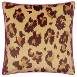 furn. True Leopard Piped Velvet Cushion Cover - Multicolour - 43x43cm