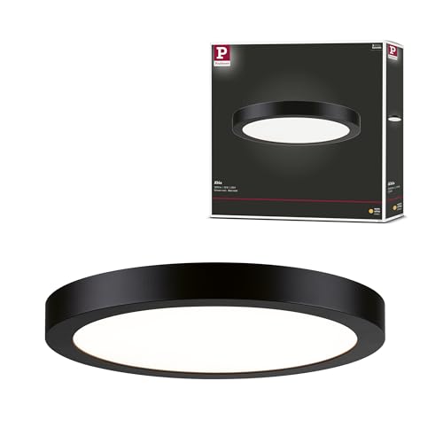 Paulmann 70984 LED Panel Abia 300mm warm white round incl. 1x22 watt ceiling luminaire matt black ceiling lamp plastic living room lamp 2700 K