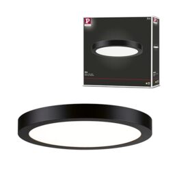 Paulmann 70984 LED Panel Abia 300mm warm white round incl. 1x22 watt ceiling luminaire matt black ceiling lamp plastic living room lamp 2700 K