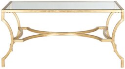 SAFAVIEH Glam Accent Table with Iron Legs, in Gold and Clear, 51 X 94 X 43.18