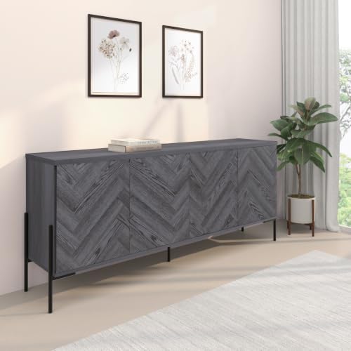 Dorel Home Charlene Sideboard with 4 doors in Grey Fish Oak, 75 x 175 x 38cm (H x W x D)