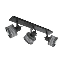 EGLO Ceiling Light Turrock, 3 Light Vintage and Industrial Style Lighting Made of Black Metal with Grey Patina, Living Room and Bedroom Spotlights, E27 Socket