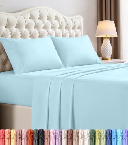 Utopia Bedding King Bed Sheets Set - 4 Piece Bedding - Brushed Microfiber - Shrinkage and Fade Resistant - Easy Care (King, Ice Blue)