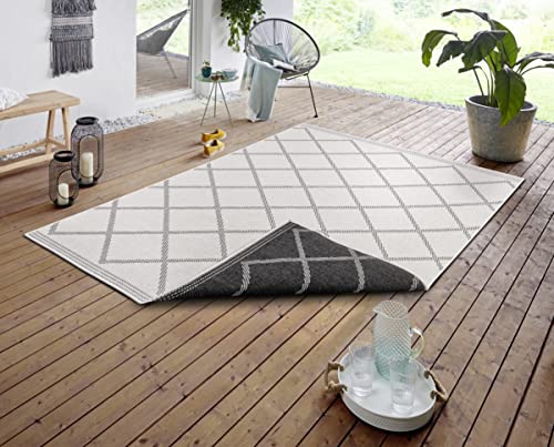 NORTHRUGS Corsica Indoor and Outdoor Rug 120 x 170 cm - Reversible Rug Weatherproof Modern Geometric Pattern Rug for Balcony Patio Garden Conservatory Living Room Rug Waterproof in Night