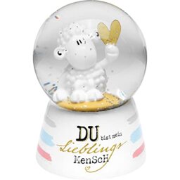 Sheepworld Dream globe motif human snow globe, glass, polyresin, height 6.5 cm, gift boyfriend, girlfriend 46953
