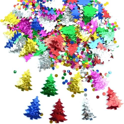 Gram Christmas/Tree/Snowflake/Heart/Holly Leaves Table Confetti Foil Metallic Multicolour Birthday Xmas Holiday Festive Party Decorations, 14g