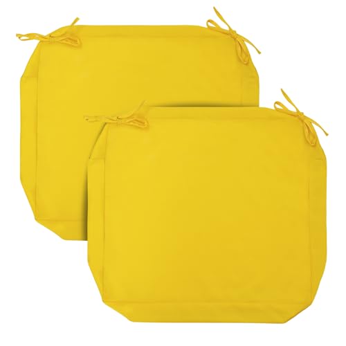 "FUNHOME 2 Pack Outdoor Cushion Covers 24"" x 22"" x 4"", No Insert! Chair Cushion Cover for Outdoor Furniture, Patio Chair Cushion Covers with Zipper and Tie, Replacement Cover Only(Yellow)"