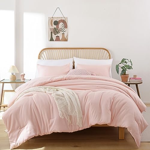 ROSGONIA King Size Comforter Set Blush, 3pcs (1 Boho Grey Comforter & 2 Pillowcases) All Season Bedding Soft Lightweight Bedspread Blanket Quilt