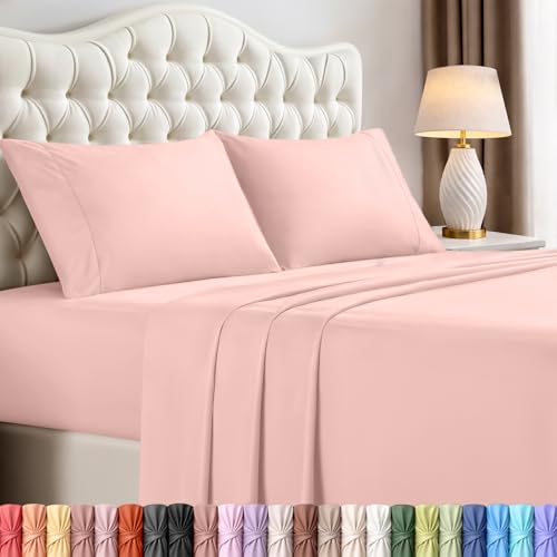 Utopia Bedding Queen Bed Sheets Set - 4 Piece Bedding - Brushed Microfiber - Shrinkage and Fade Resistant - Easy Care (Queen, Pale Pink)