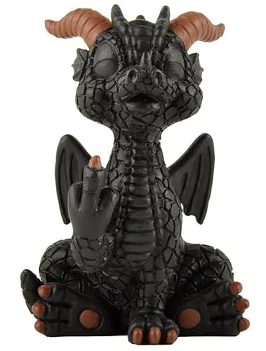 Baby Black Dragon Raising Middle Finger Funny Figurine - Home D??cor Art Housewarming Gift, New Home Gift Ideas for Women Men Friends, New Apartment Gift Ideas Decor, Unique Housewarming Gifts