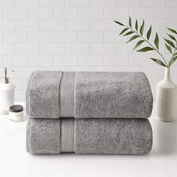 "Madison Park SIGNATURE 800GSM 100% Cotton Luxurious Bath Towel Set Highly Absorbent, Quick Dry, Hotel & Spa Quality for Bathroom, 34"" x 68"", Silver 2 Piece"