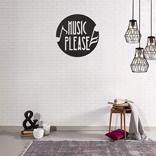 Homemania Wall Decoration, Metal, Black, 50 x 0.15 x 50 cm