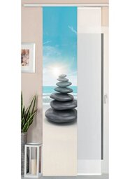 Gardinenbox Sliding/Panel Curtain, Wild Silk Effect and Voile Panel, Polyester, stones and sea, 245 cm x 45 cm, 2 Units