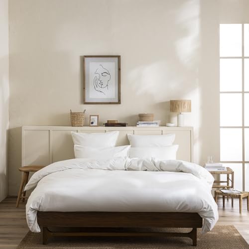 Plain Dyed Washed Cotton Percale Duvet Cover, Delicate, 240 x 220 cm ESSIX