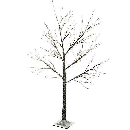WeRChristmas Pre-Lit LED Tree with Snow Christmas Decoration, 4 feet/1.2 m - Brown/White