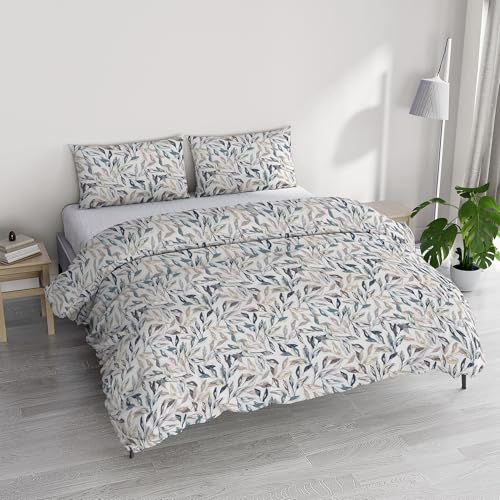 Italian Bed Linen Ida Cotton Double Duvet Cover Set, Made in Italy – Duvet Cover Set – Duvet Cover 250 x 200 cm with Double Flap and 2 Pillow Cases (Double, Vest)