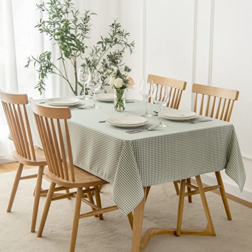 maxmill Rectangle Checkered Tablecloth Waterproof Spillproof Wrinkle Resistant Buffalo Plaid Heavy Weight Table Cloth Gingham Table Cover for Outdoor and Indoor Use, 52 x 70 Inch Sage White