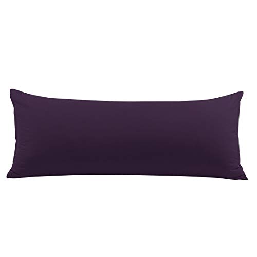 "PiccoCasa Body Pillow Cover with Zipper Closure, 110 GSM Microfiber, Plum (20""x54"")"