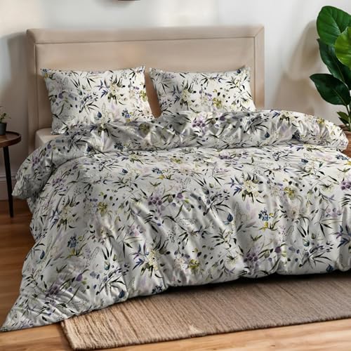 Italian Bed Linen Double Duvet Cover Set, 100% Cotton, Aurora Digital Print, Made in Italy – Duvet Cover Set – Duvet Cover 250 x 200 cm with Double Flap and Pillow Case, Zara