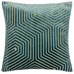 Paoletti Evoke Velvet Polyester Filled Cushion – Luxurious Chevron Pattern Decorative Square Pillow With Filling (Teal - 45x45cm)