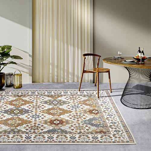 Villeroy & Boch Domenique Indoor and Outdoor Rug Oriental - Oriental Flat Weave, Oriental Design Classic, Oeko-Tex, Weatherproof and UV-Resistant, Balcony, Patio, Garden - Cream Colourful, 120 x 180