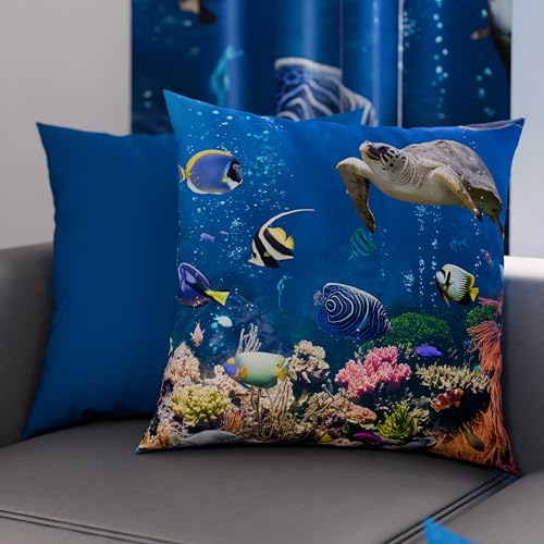 PETTI Artigiani Italiani - Pair of Pillow Cases 45 x 45 cm in Microfibre, Cushions for Bedroom Furniture, Sofa, Living Room, Set of 2 Cushion Covers, Aquarium Pillowcase, 100% Made in Italy