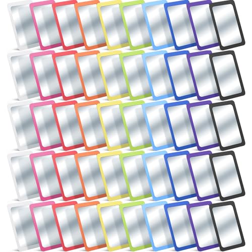 Dandat 50 Pcs Small Mirrors Safe Shatterproof 6x4 Inch Unbreakable Mirror for Crafts Masses Nursery Spa Party Cute Colors