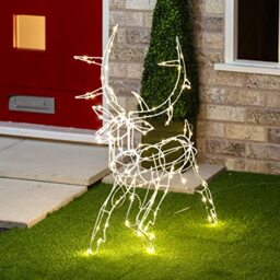 The Christmas Workshop Light-Up LED Prancing Reindeer for Garden, Outdoor Christmas Decoration Light, 110 Warm White LED Lights, Mains Operated, Waterproof, 72cm x 59cm x 70cm