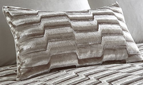Portfolio Murray Crushed Boudoir Oblong Filled Velvet Scatter Cushion, Polyester, Oyster, 32 x 5 x 50 cm, Mur-Oyst-Cu
