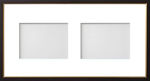 Frame Company Drayton Multi Aperture Photo Frame, Black with Gold Inset, 20x10 for 7x5 inch (x2)