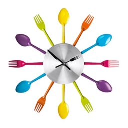 Premier Housewares Cutlery Wall Clock, Metal, Multi-Colour, 5 x 37 x 37 cm